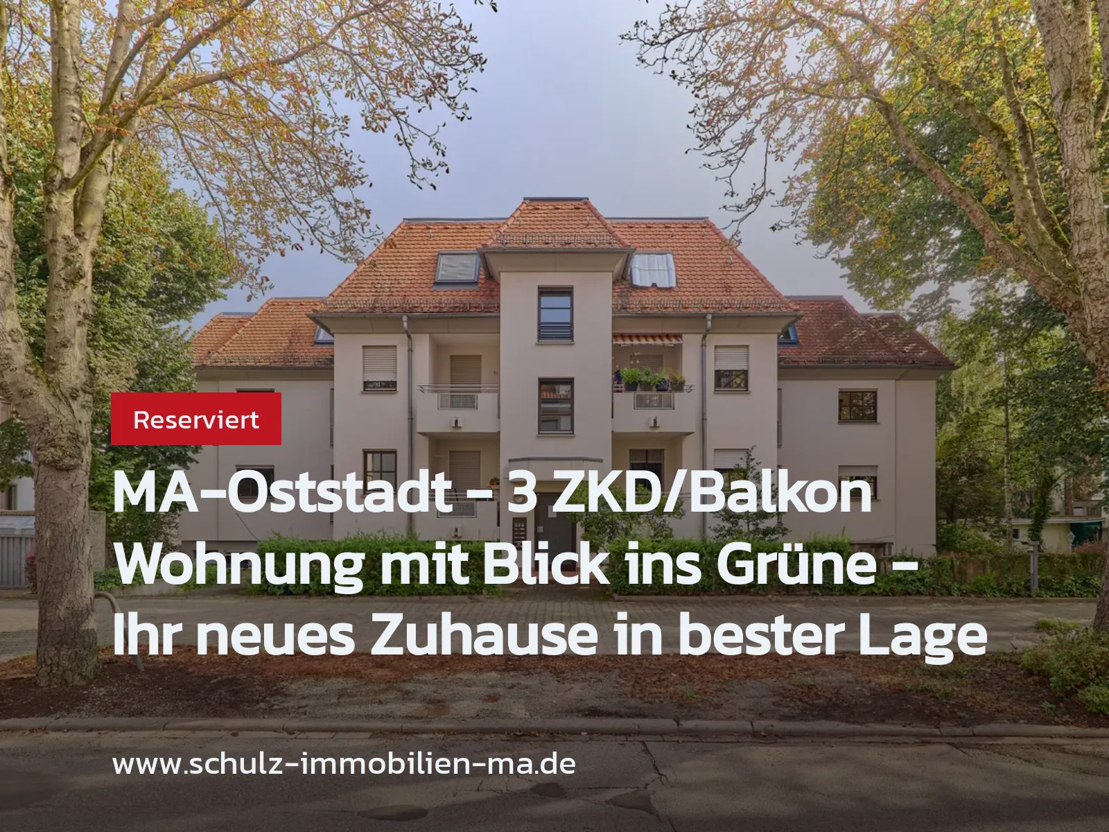 Neu im Angebot: MA-Oststadt – 3 ZKD/Balkon Wohnung mit Blick ins Grüne – Ihr neues Zuhause in bester Lage