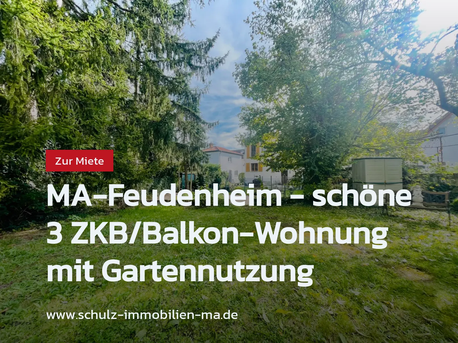 Neu im Angebot: MA-Feudenheim – schöne 3 ZKB/Balkon-Wohnung mit Gartennutzung