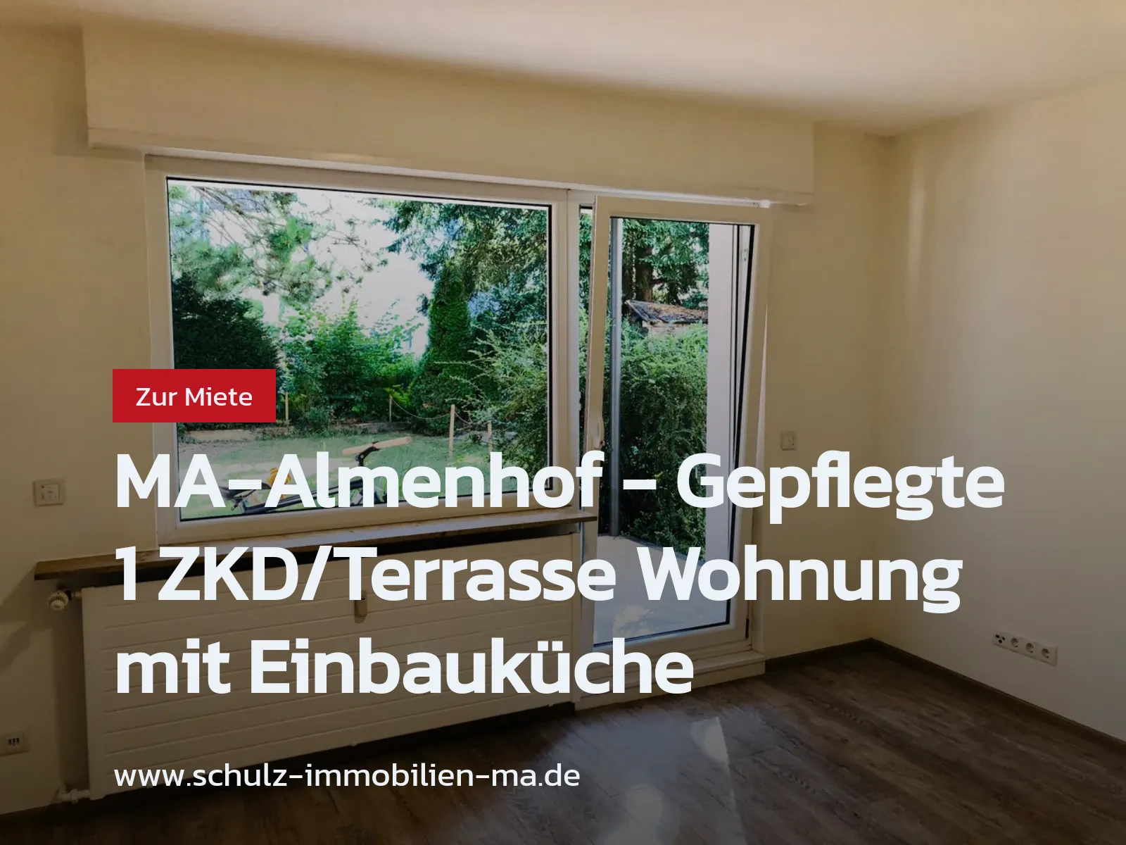 Neu im Angebot: MA-Almenhof – Gepflegte 1 ZKD/Terrasse Wohnung mit Einbauküche