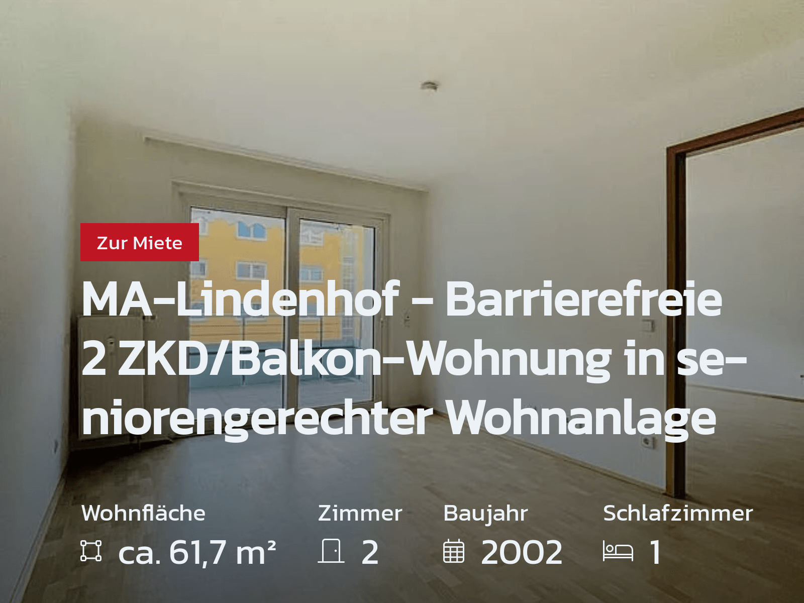 MA-Lindenhof – Barrierefreie 2 ZKD/Balkon-Wohnung in seniorengerechter Wohnanlage